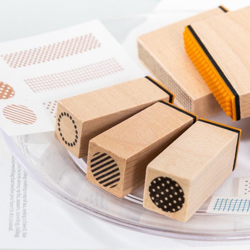 Geometric Aesthetics Wooden Rubber Stamp