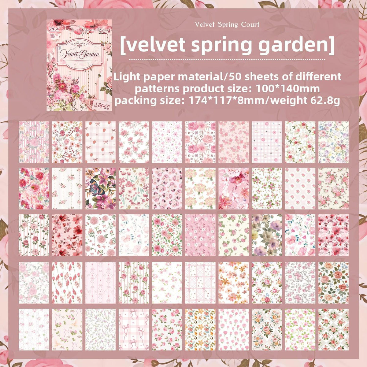 Seasonal Blooms Floral Paper Ephemera – 50 Pieces