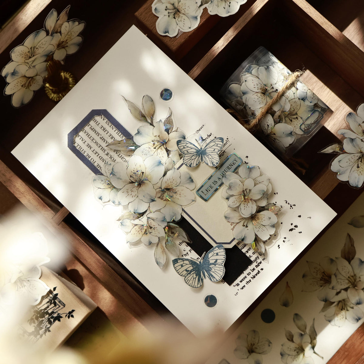 PRE Cut Blue Island No. 15 Vintage Floral PET Tape