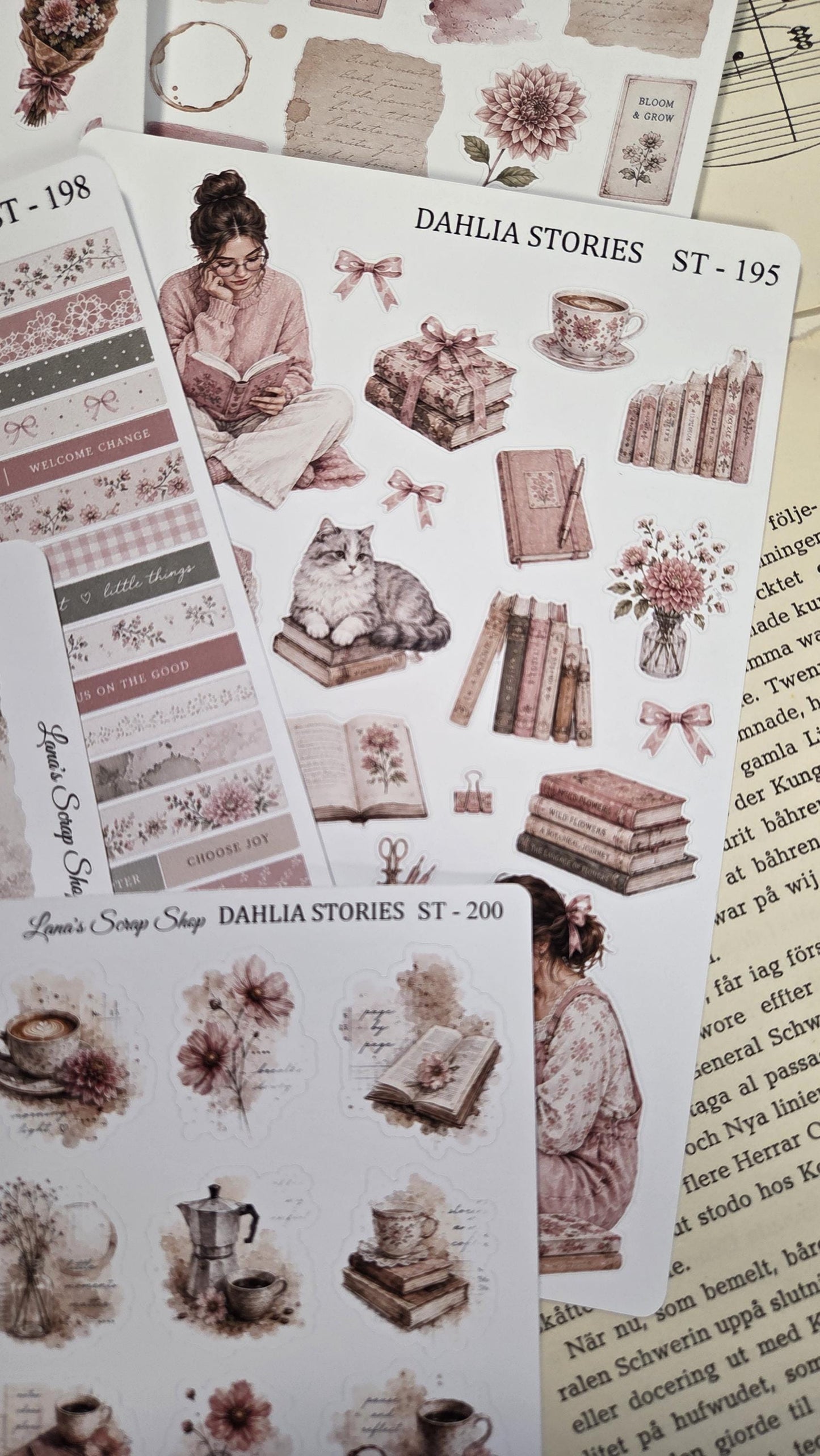 DAHLIA STORIES, ~ A5, Stickers Sheet | Scrapbooking & Journaling