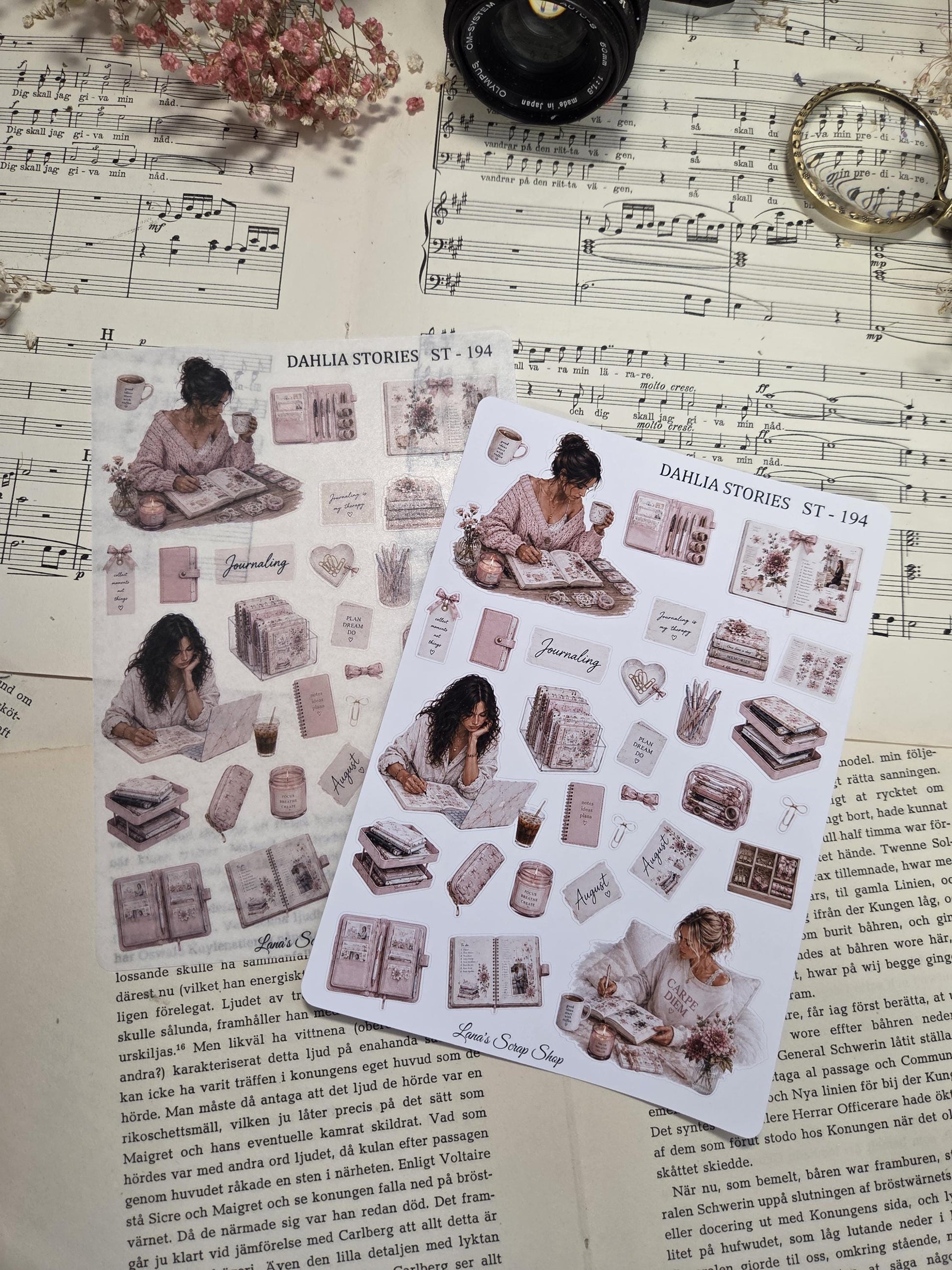 DAHLIA STORIES, ~ A5, Stickers Sheet | Scrapbooking & Journaling