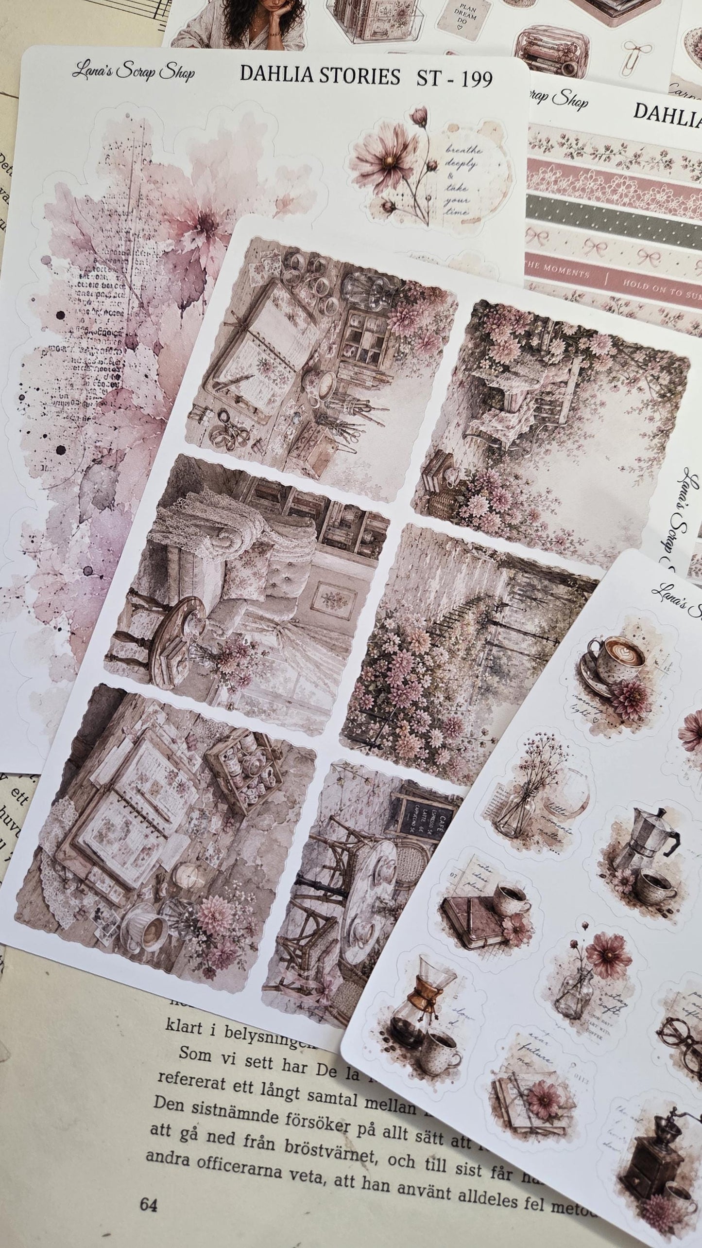 DAHLIA STORIES, ~ A5, Stickers Sheet | Scrapbooking & Journaling