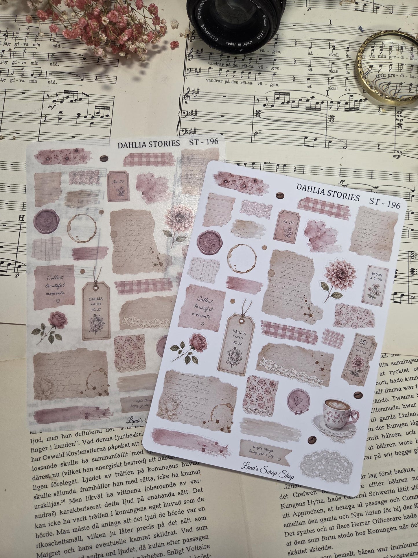 DAHLIA STORIES, ~ A5, Stickers Sheet | Scrapbooking & Journaling
