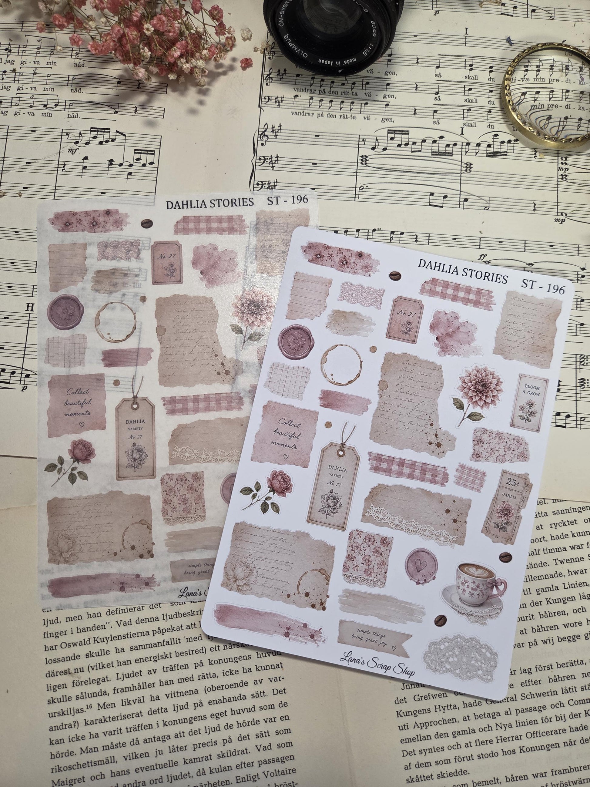 DAHLIA STORIES, ~ A5, Stickers Sheet | Scrapbooking & Journaling