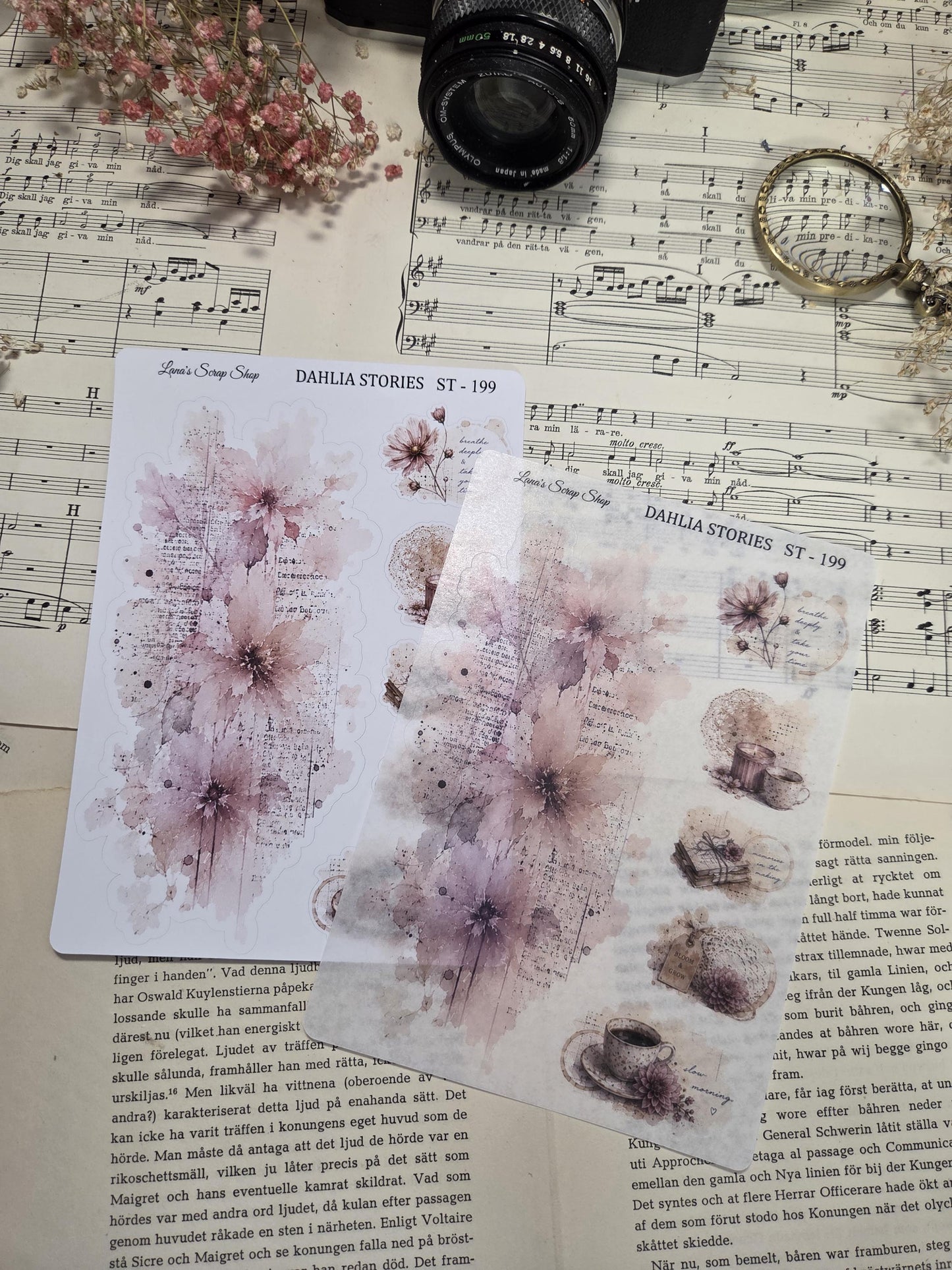 DAHLIA STORIES, ~ A5, Stickers Sheet | Scrapbooking & Journaling