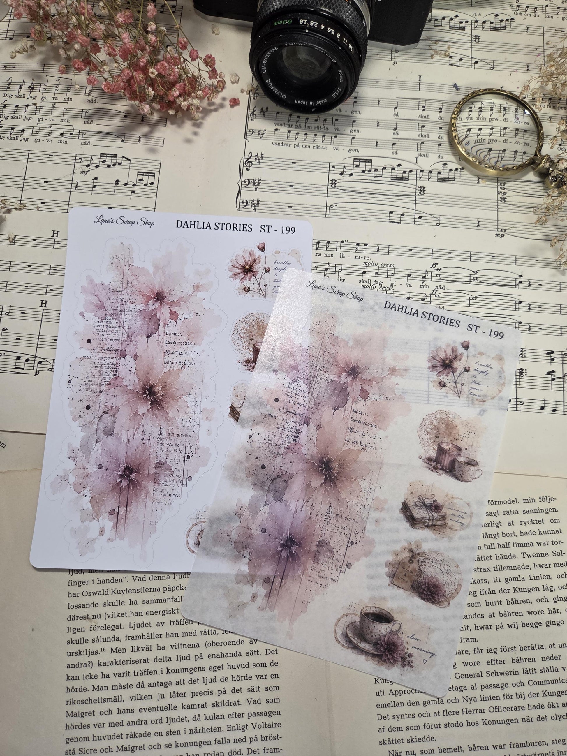 DAHLIA STORIES, ~ A5, Stickers Sheet | Scrapbooking & Journaling