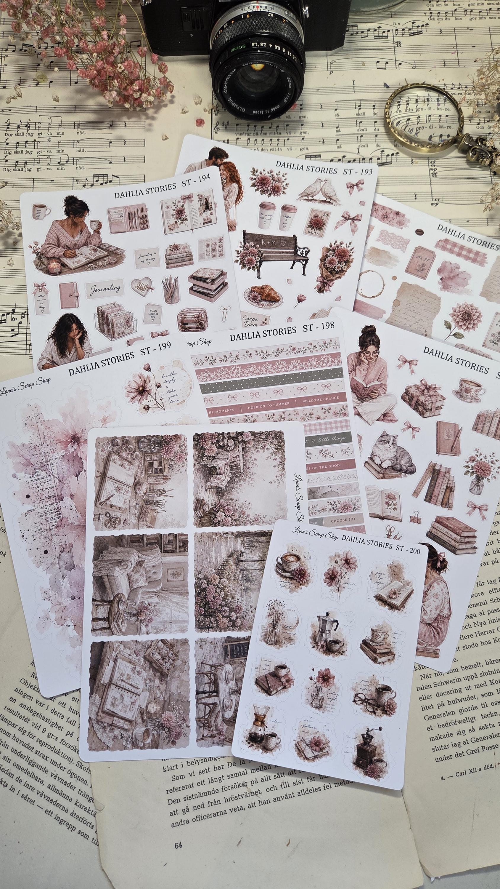 DAHLIA STORIES, ~ A5, Stickers Sheet | Scrapbooking & Journaling