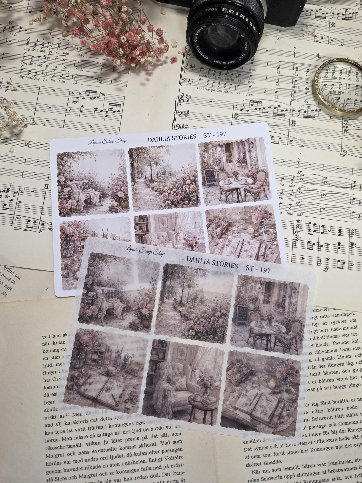 DAHLIA STORIES, ~ A5, Stickers Sheet | Scrapbooking & Journaling