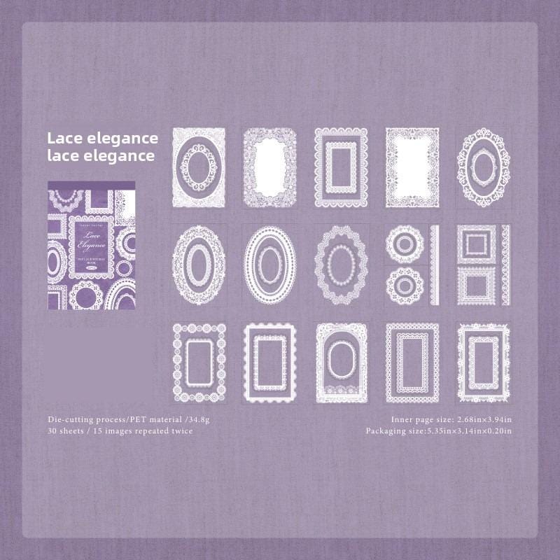PET STICKERS: Book Lace Museum, 30 Sheets