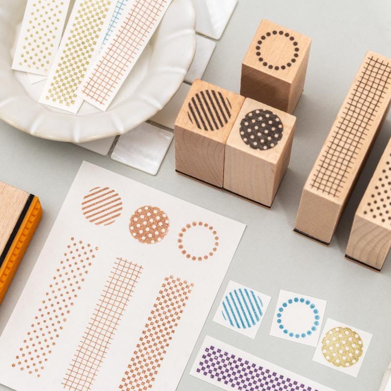 Geometric Aesthetics Wooden Rubber Stamp
