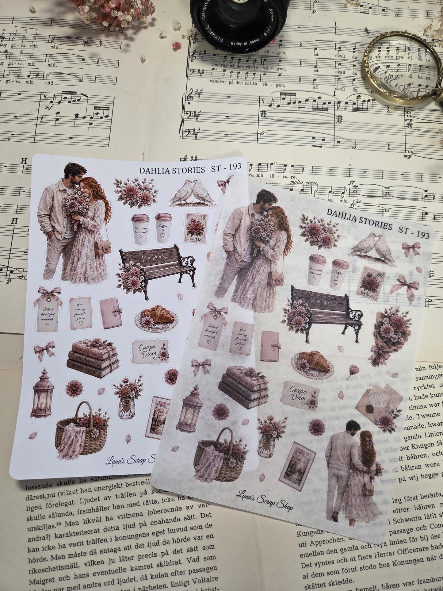 DAHLIA STORIES, ~ A5, Stickers Sheet | Scrapbooking & Journaling