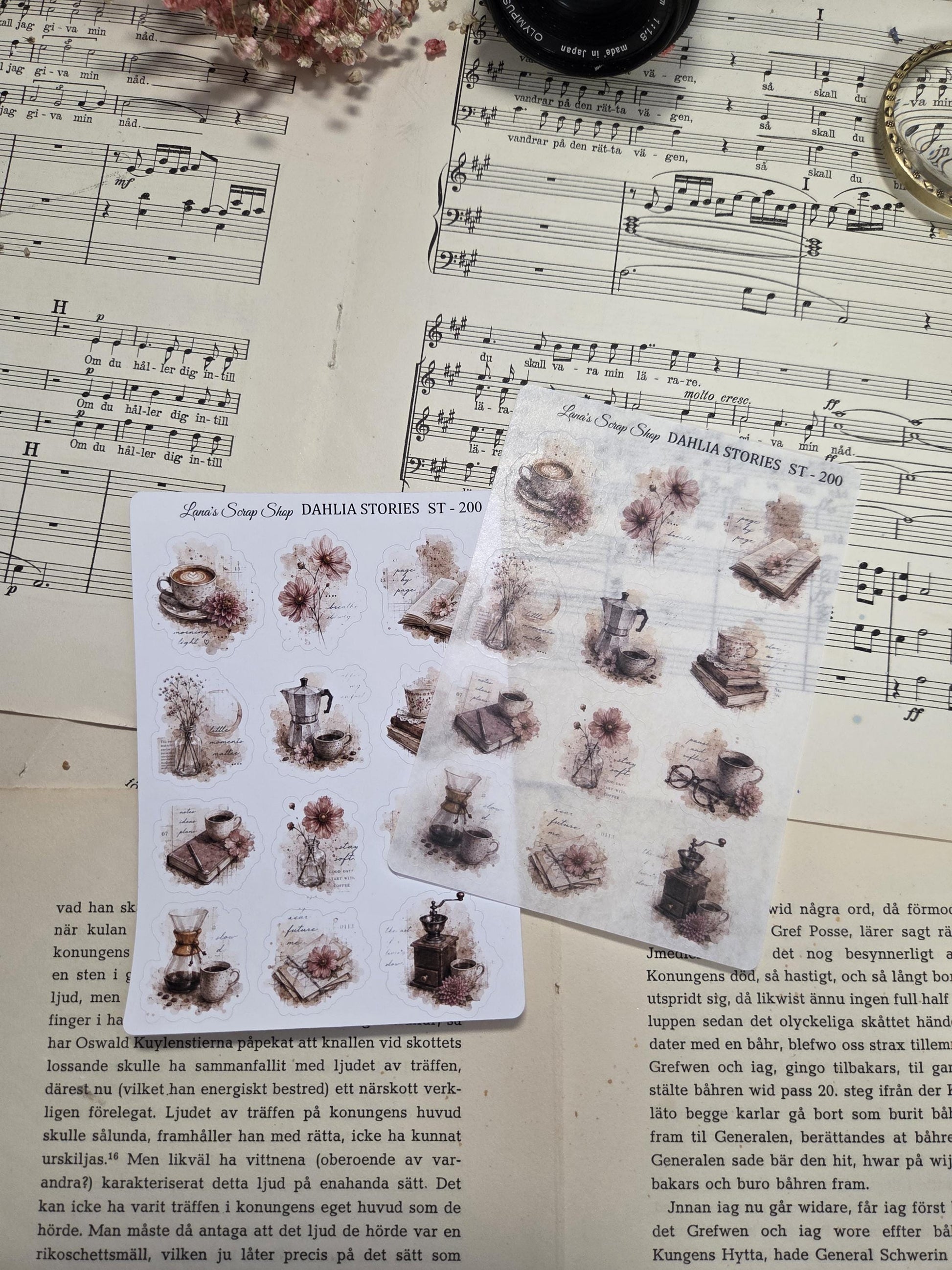 DAHLIA STORIES, ~ A5, Stickers Sheet | Scrapbooking & Journaling