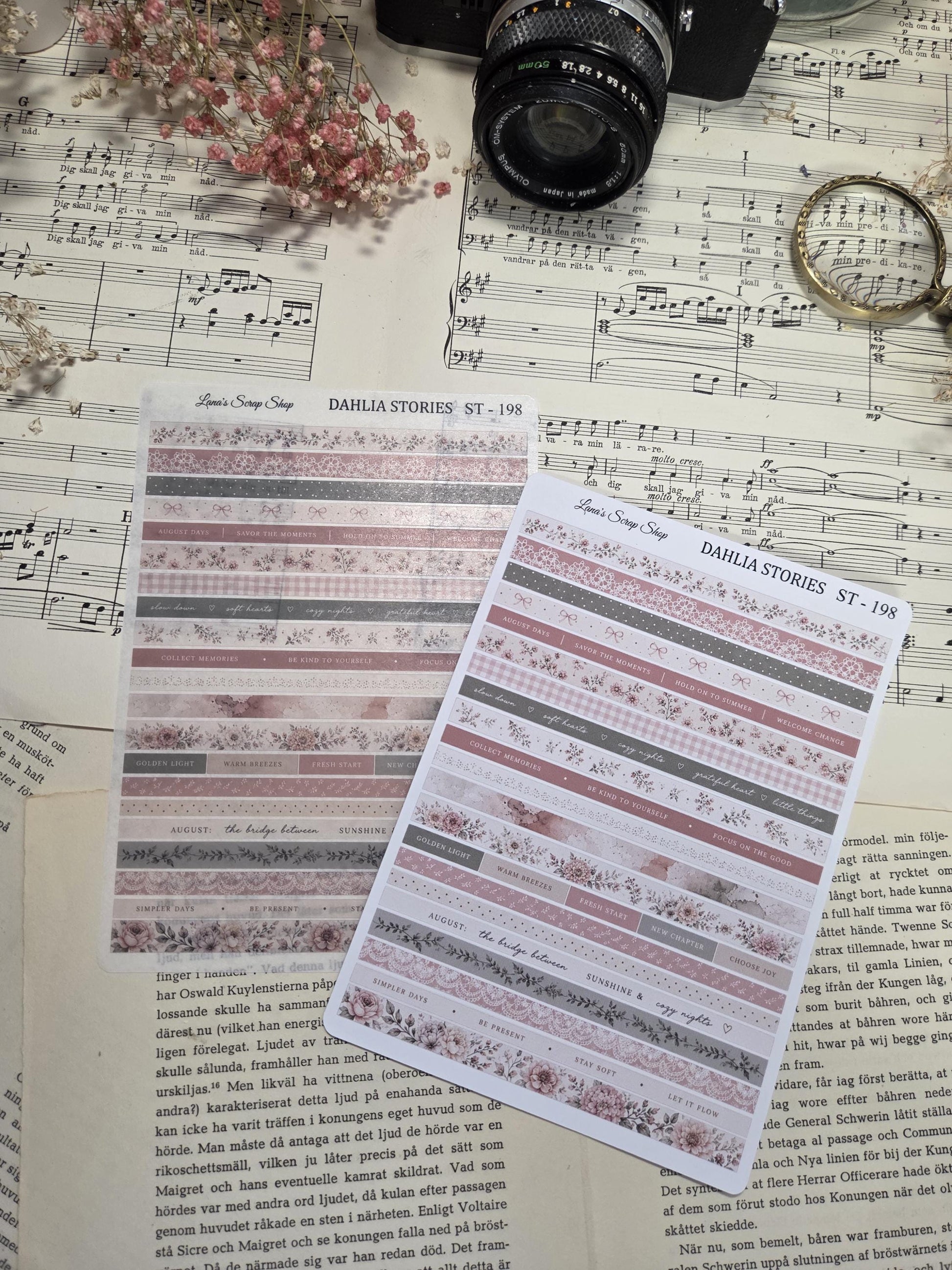 DAHLIA STORIES, ~ A5, Stickers Sheet | Scrapbooking & Journaling