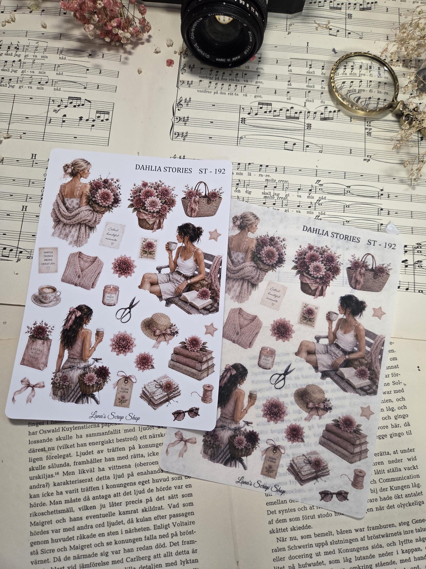 DAHLIA STORIES, ~ A5, Stickers Sheet | Scrapbooking & Journaling