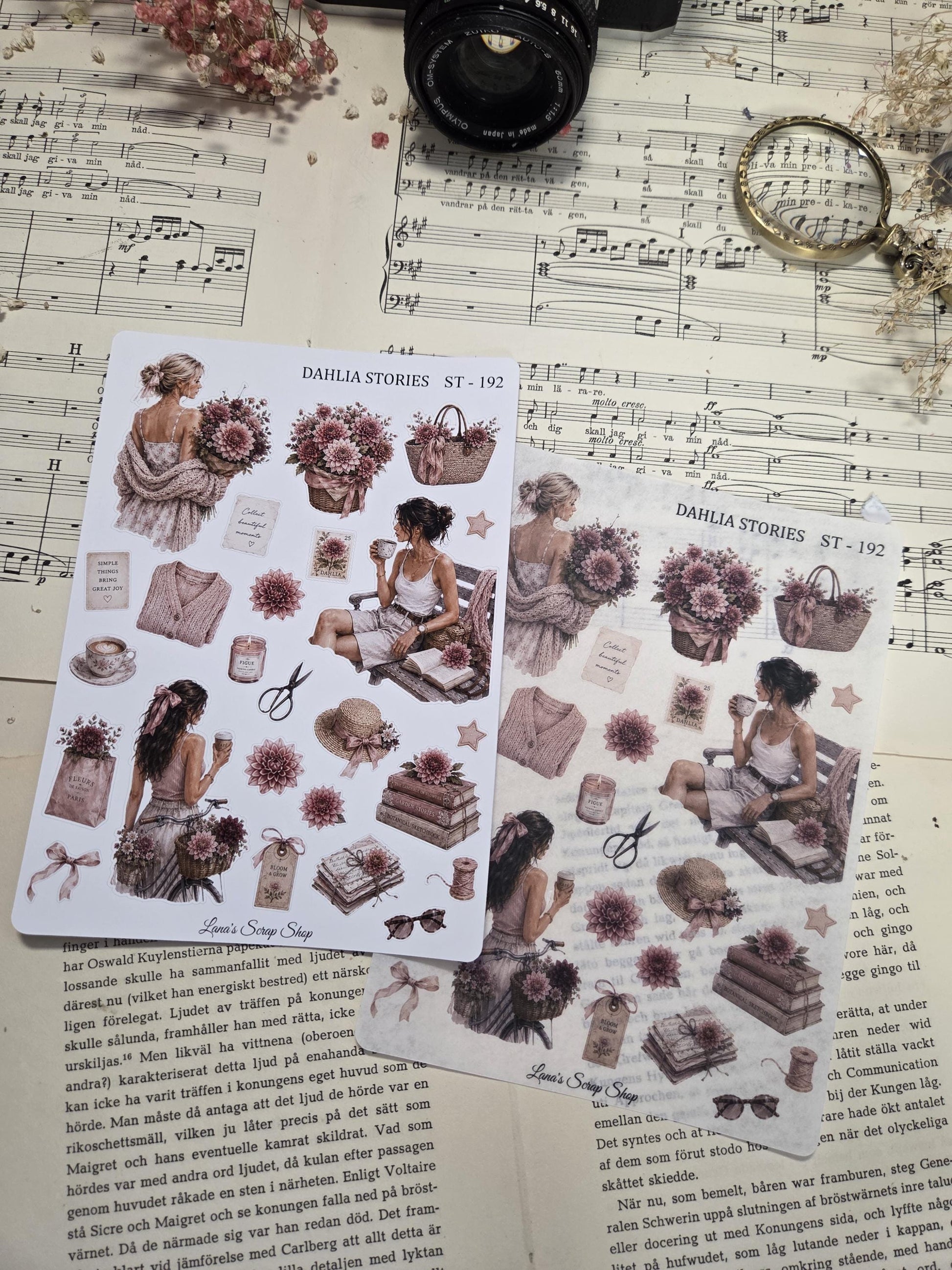 DAHLIA STORIES, ~ A5, Stickers Sheet | Scrapbooking & Journaling