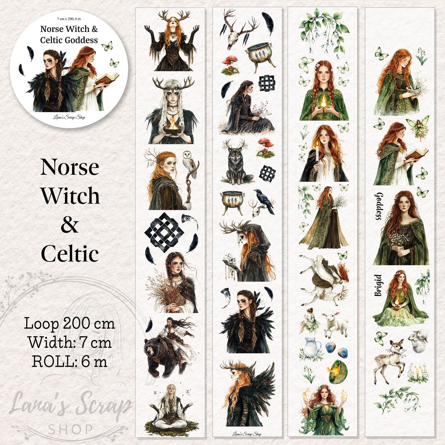 Norse Witch and Celtic Goddess - PET Tape | Scrapbooking & Journaling Supplies