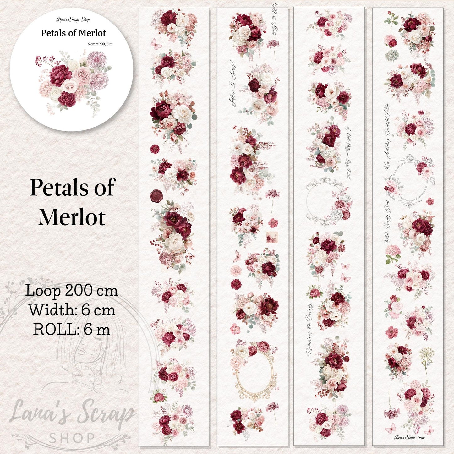 Petals of Merlot - PET Tape | Scrapbooking & Journaling Supplies