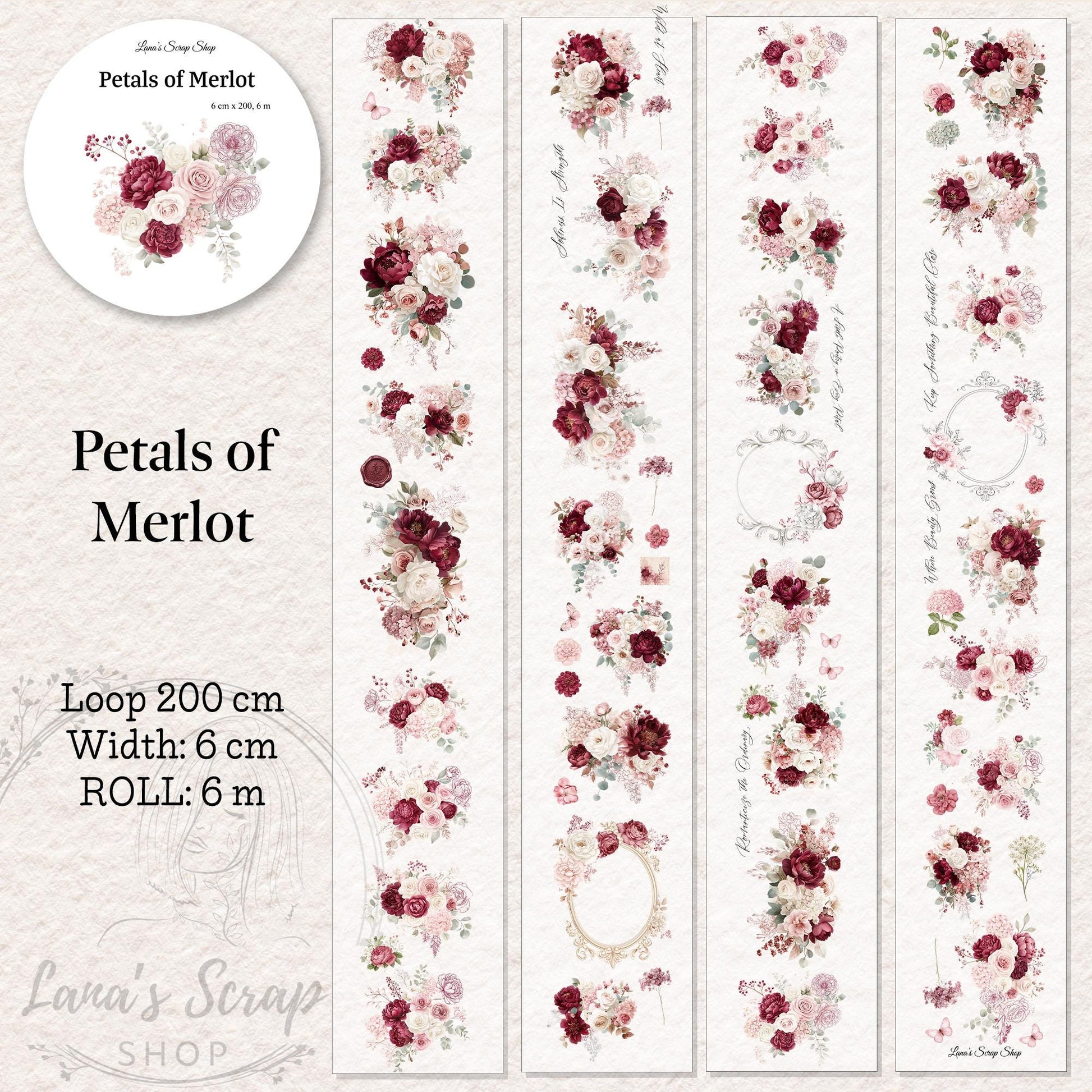 Petals of Merlot - PET Tape | Scrapbooking & Journaling Supplies