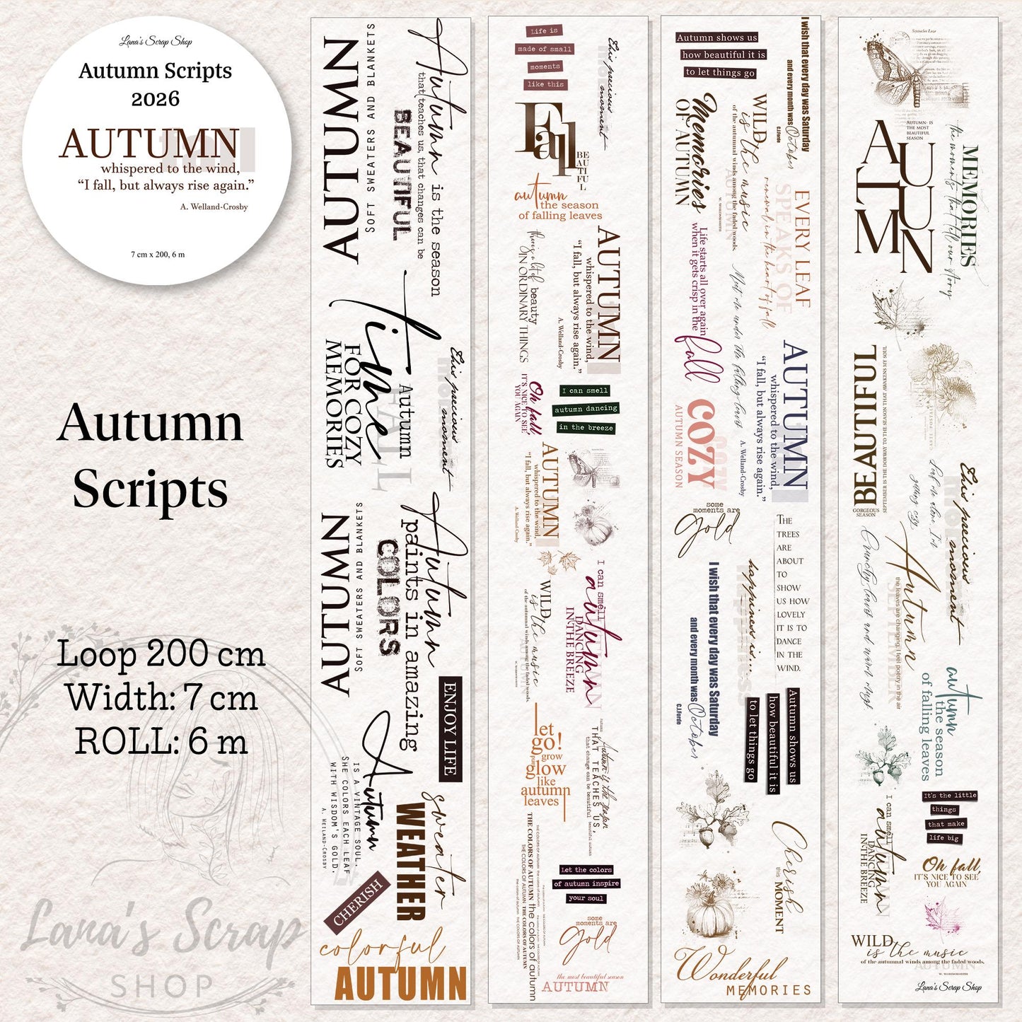 Autumn Scripts - PET Tape | Scrapbooking & Journaling Supplies