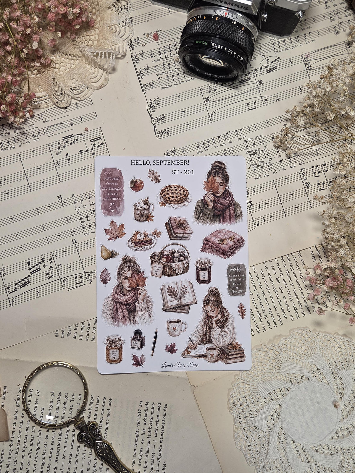 Hello, September, ~ A5, Stickers Sheet | Scrapbooking & Journaling