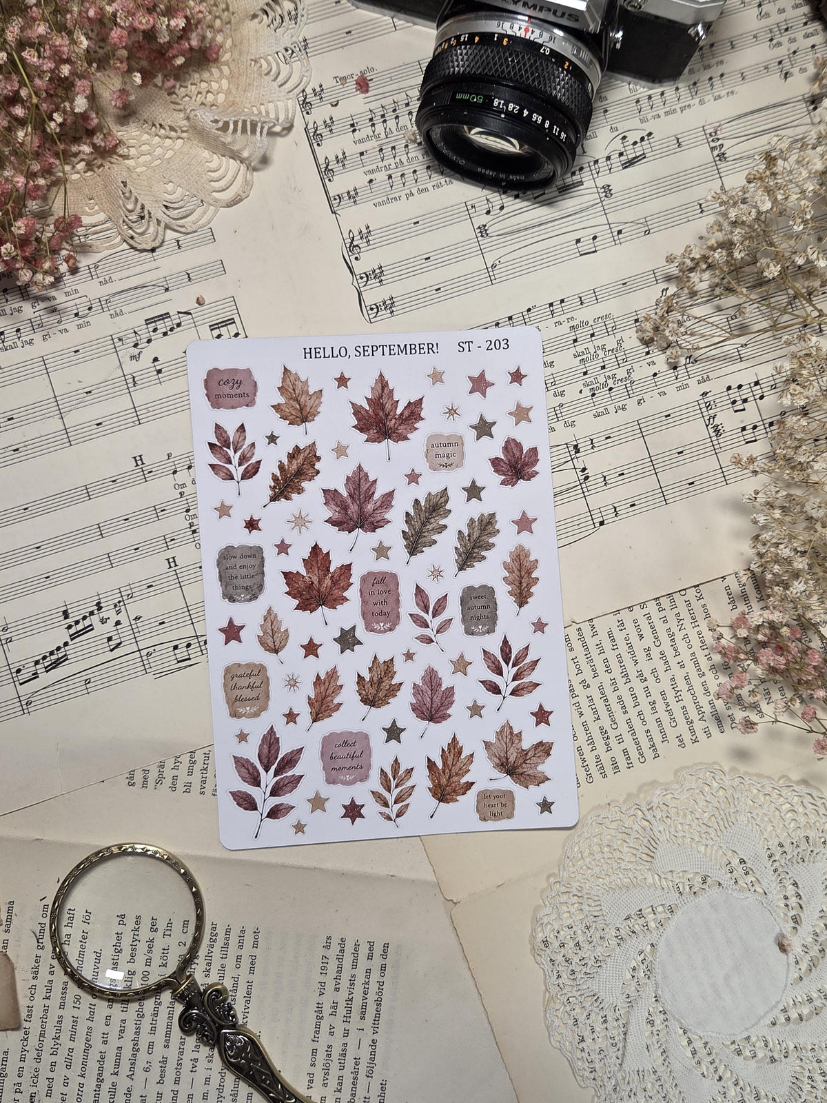 Hello, September, ~ A5, Stickers Sheet | Scrapbooking & Journaling