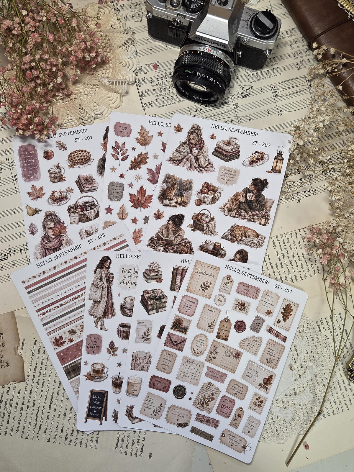 Hello, September, ~ A5, Stickers Sheet | Scrapbooking & Journaling