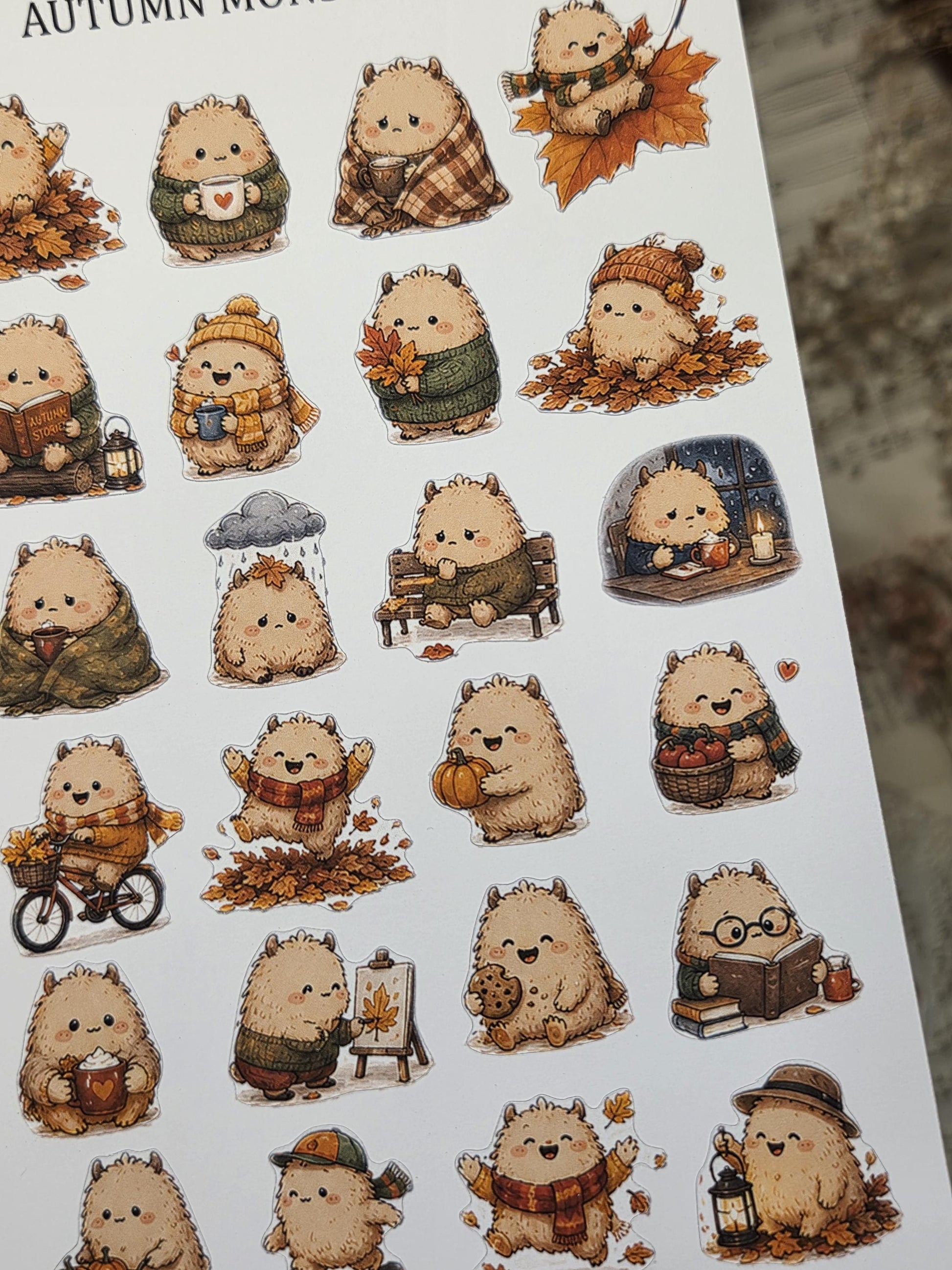 Autumn Monsters, ~ A5, Stickers Sheet | Scrapbooking & Journaling