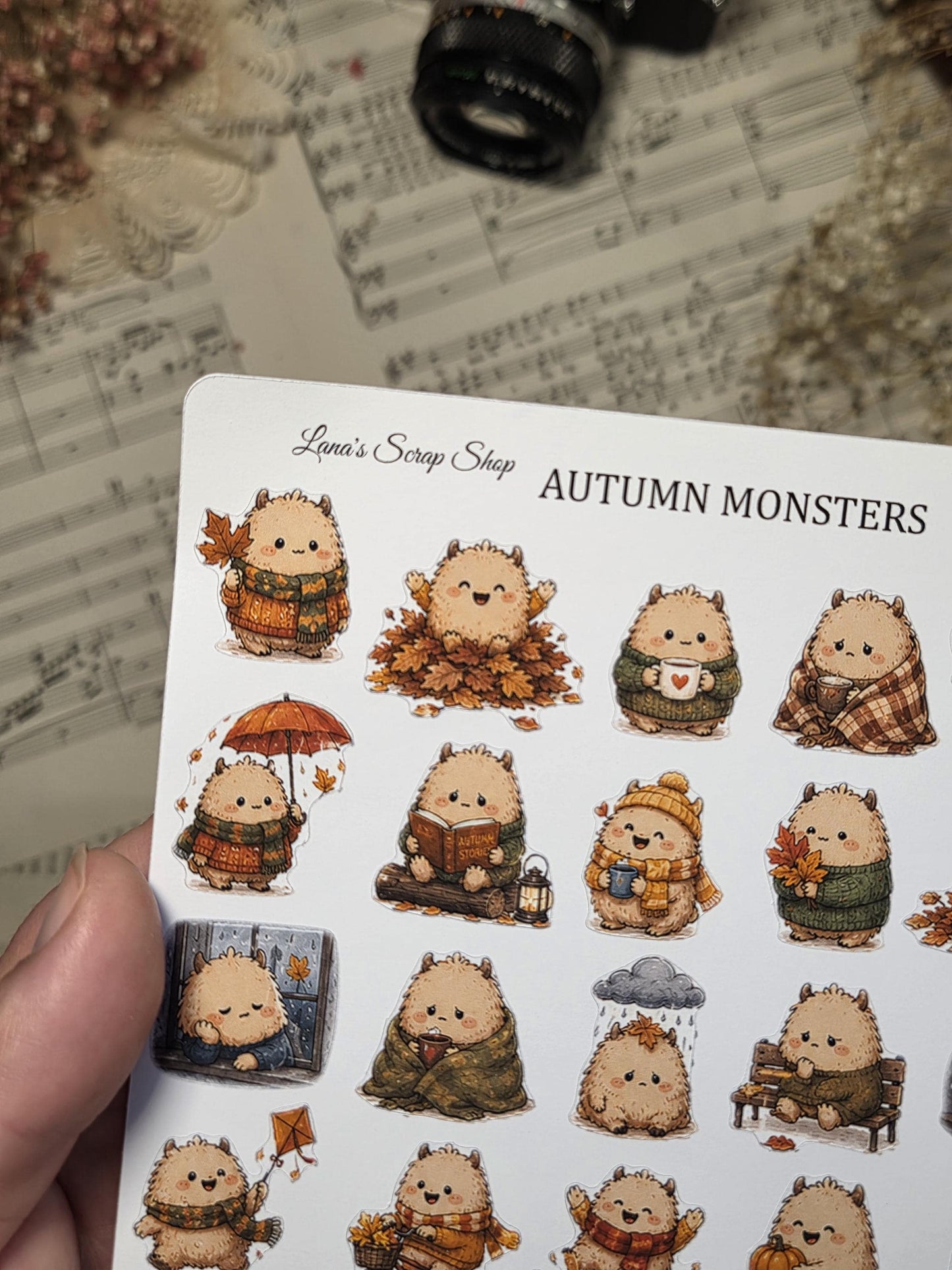 Autumn Monsters, ~ A5, Stickers Sheet | Scrapbooking & Journaling
