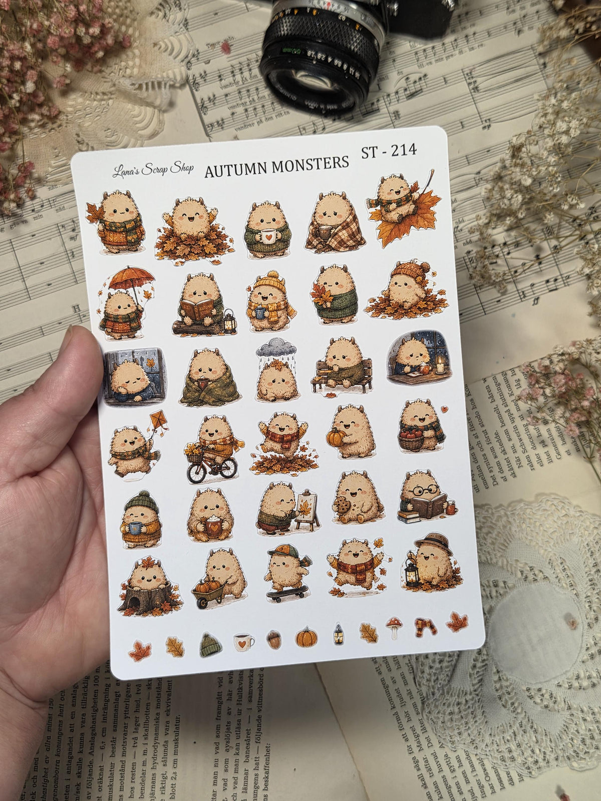 Autumn Monsters, ~ A5, Stickers Sheet | Scrapbooking & Journaling