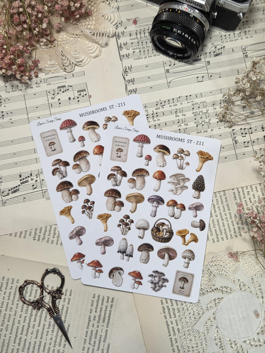 Mushrooms, ~ A5, Stickers Sheet | Scrapbooking & Journaling