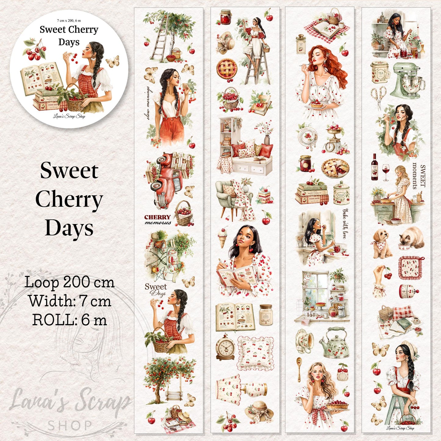 Sweet Cherry Days - PET Tape | Scrapbooking & Journaling Supplies