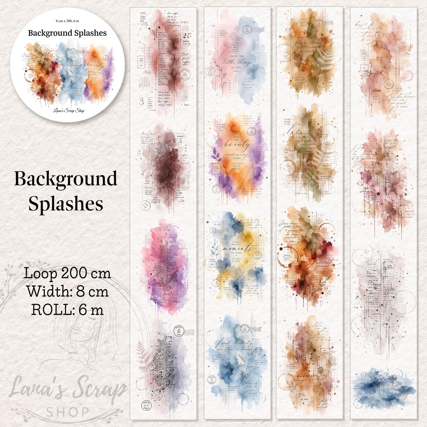 Background Splashes - PET and Washi Tape | Scrapbooking & Journaling Supplies