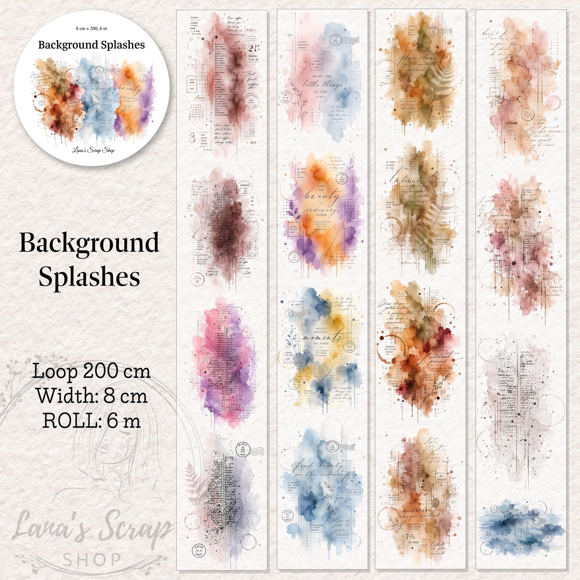 Background Splashes - PET and Washi Tape | Scrapbooking & Journaling Supplies