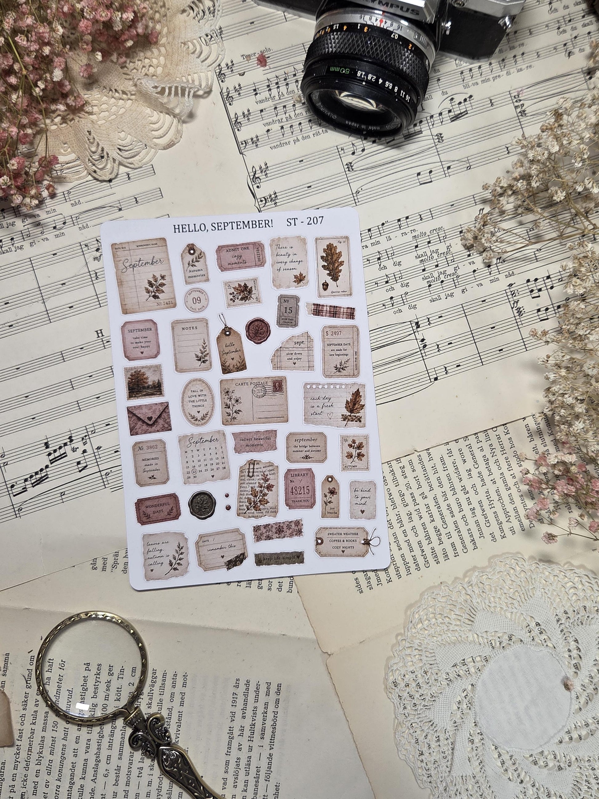 Hello, September, ~ A5, Stickers Sheet | Scrapbooking & Journaling