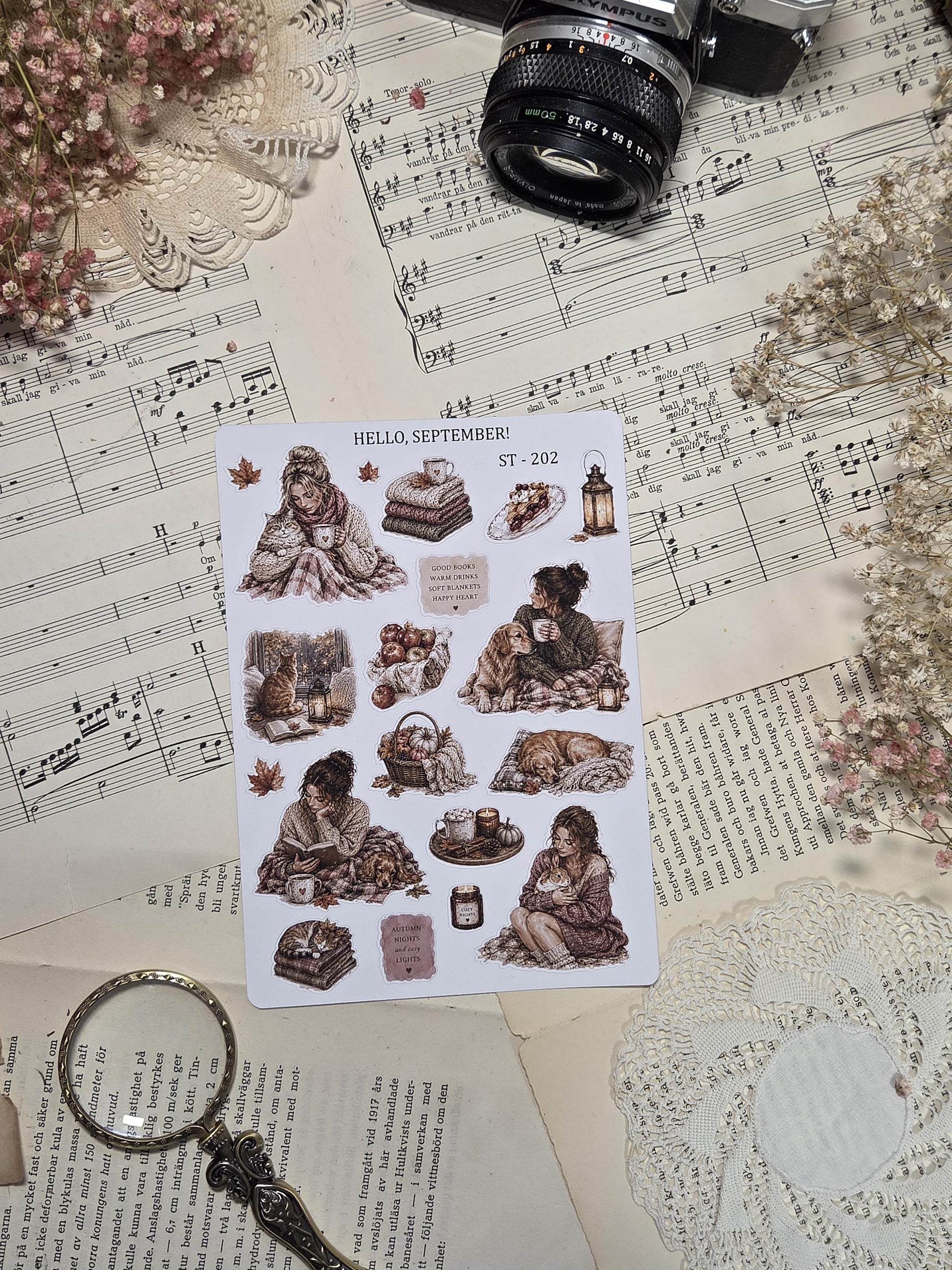 Hello, September, ~ A5, Stickers Sheet | Scrapbooking & Journaling