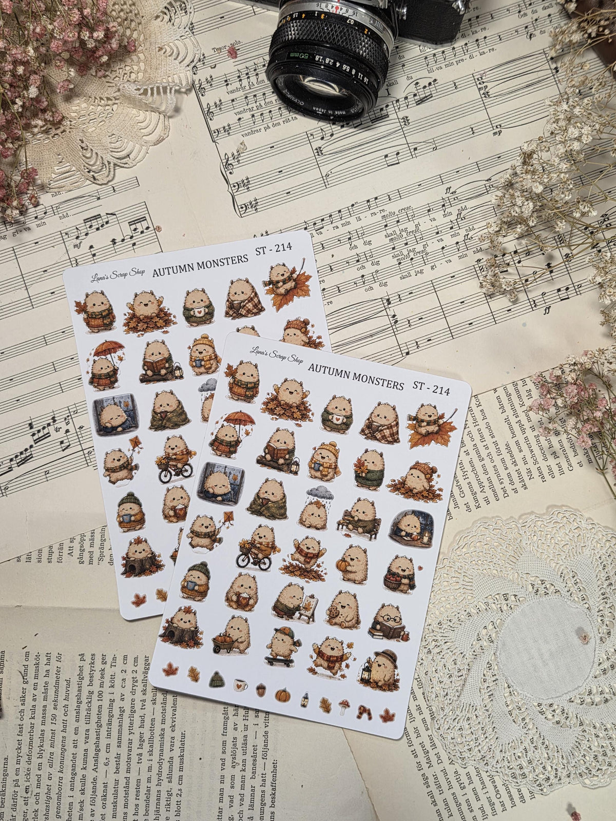 Autumn Monsters, ~ A5, Stickers Sheet | Scrapbooking & Journaling