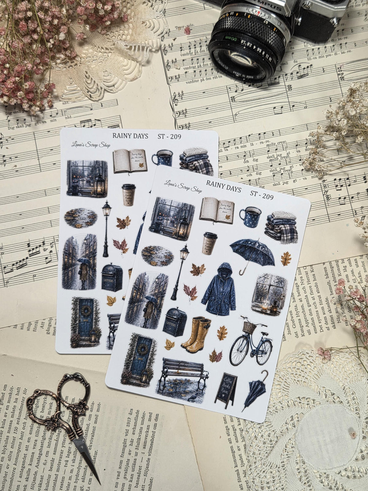 Rainy Days, ~ A5, Stickers Sheet | Scrapbooking & Journaling