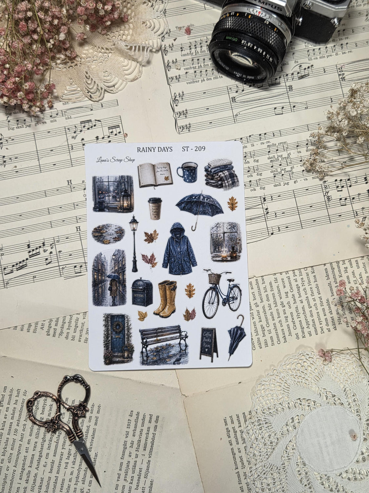 Rainy Days, ~ A5, Stickers Sheet | Scrapbooking & Journaling