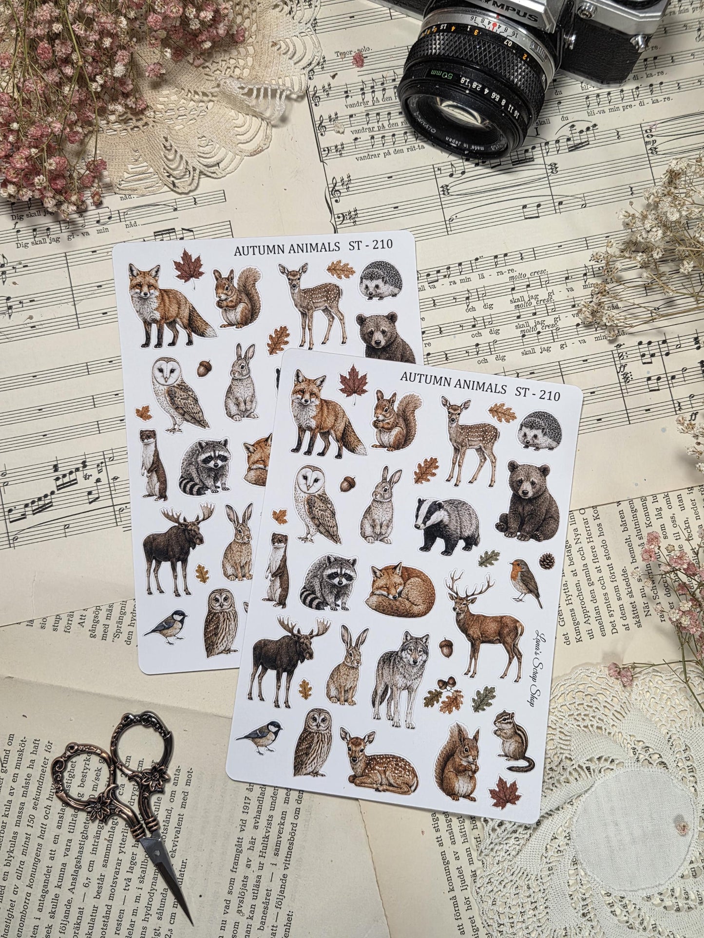 Autumn Animals, ~ A5, Stickers Sheet | Scrapbooking & Journaling