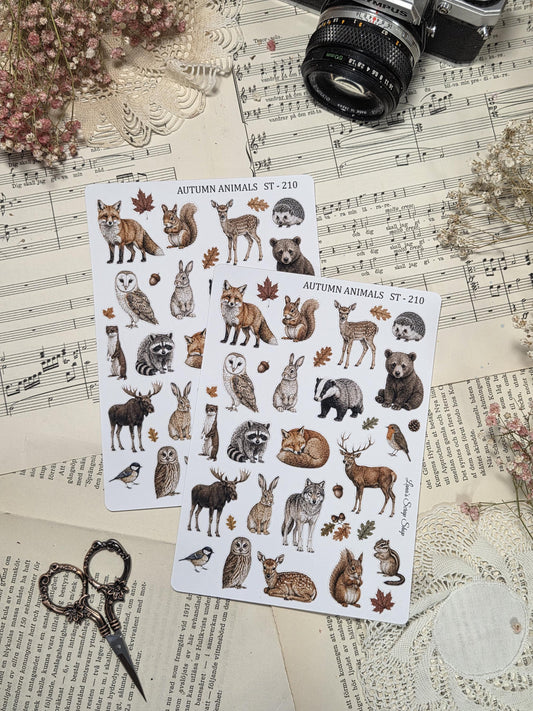 Autumn Animals, ~ A5, Stickers Sheet | Scrapbooking & Journaling