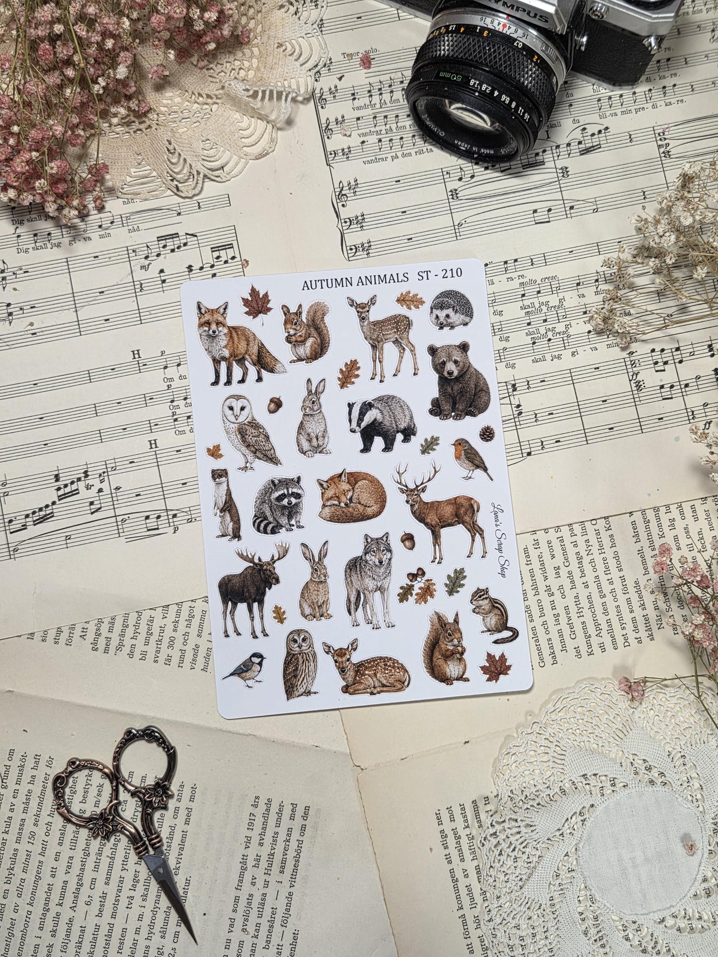 Autumn Animals, ~ A5, Stickers Sheet | Scrapbooking & Journaling