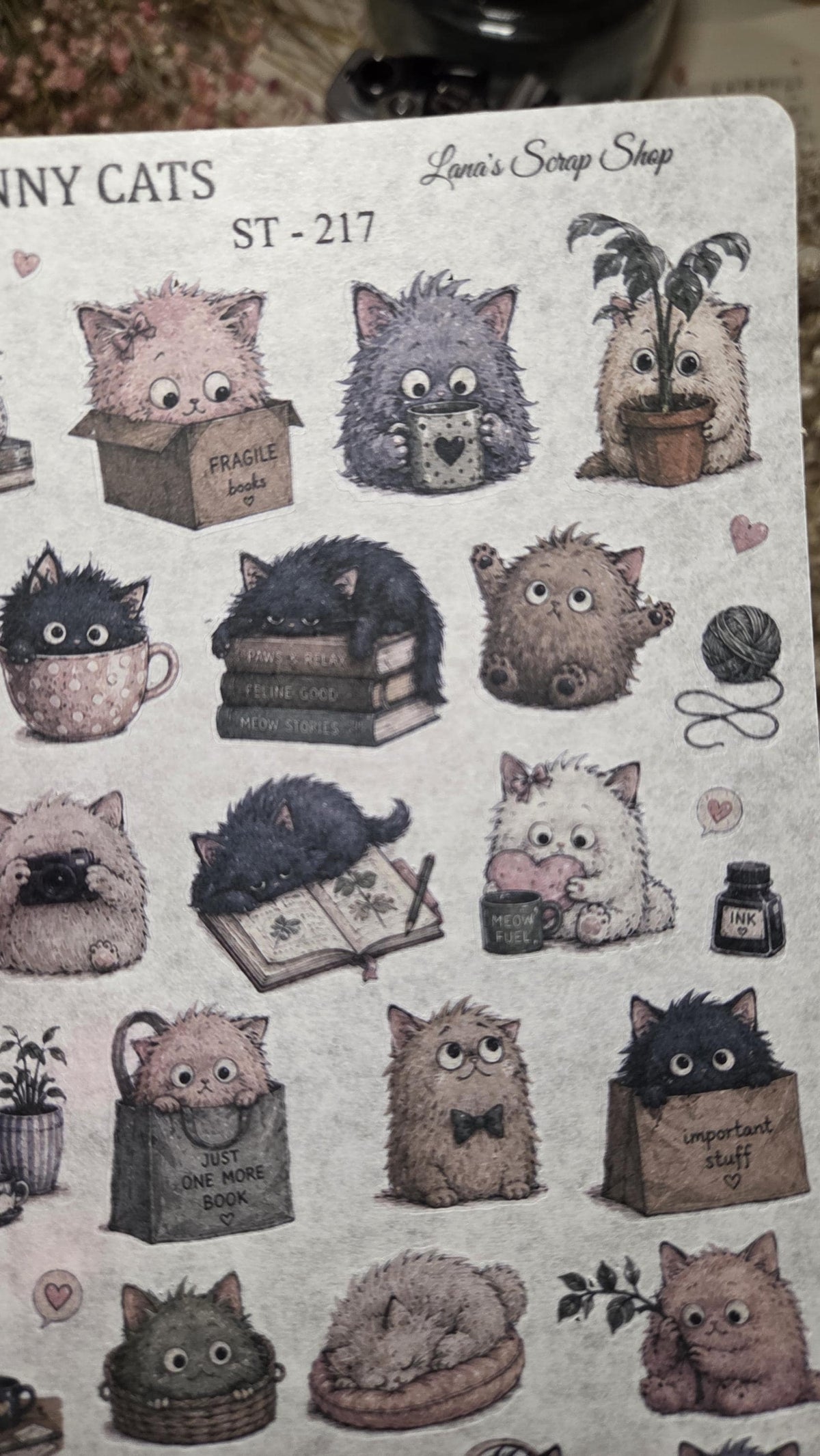 FUNNY CATS, ST 217, ~ A5, Stickers Sheet | Scrapbooking & Journaling