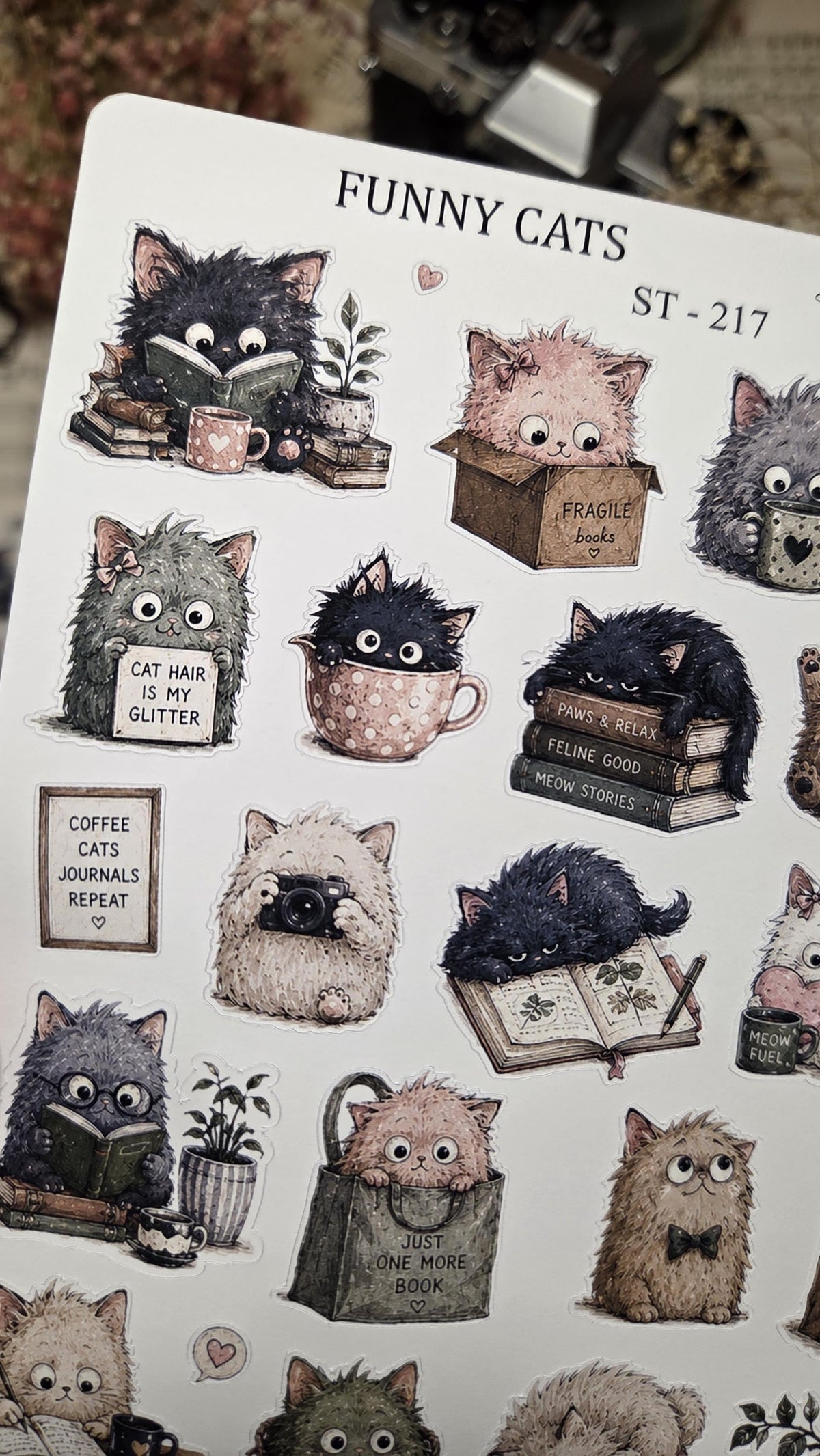FUNNY CATS, ST 217, ~ A5, Stickers Sheet | Scrapbooking & Journaling