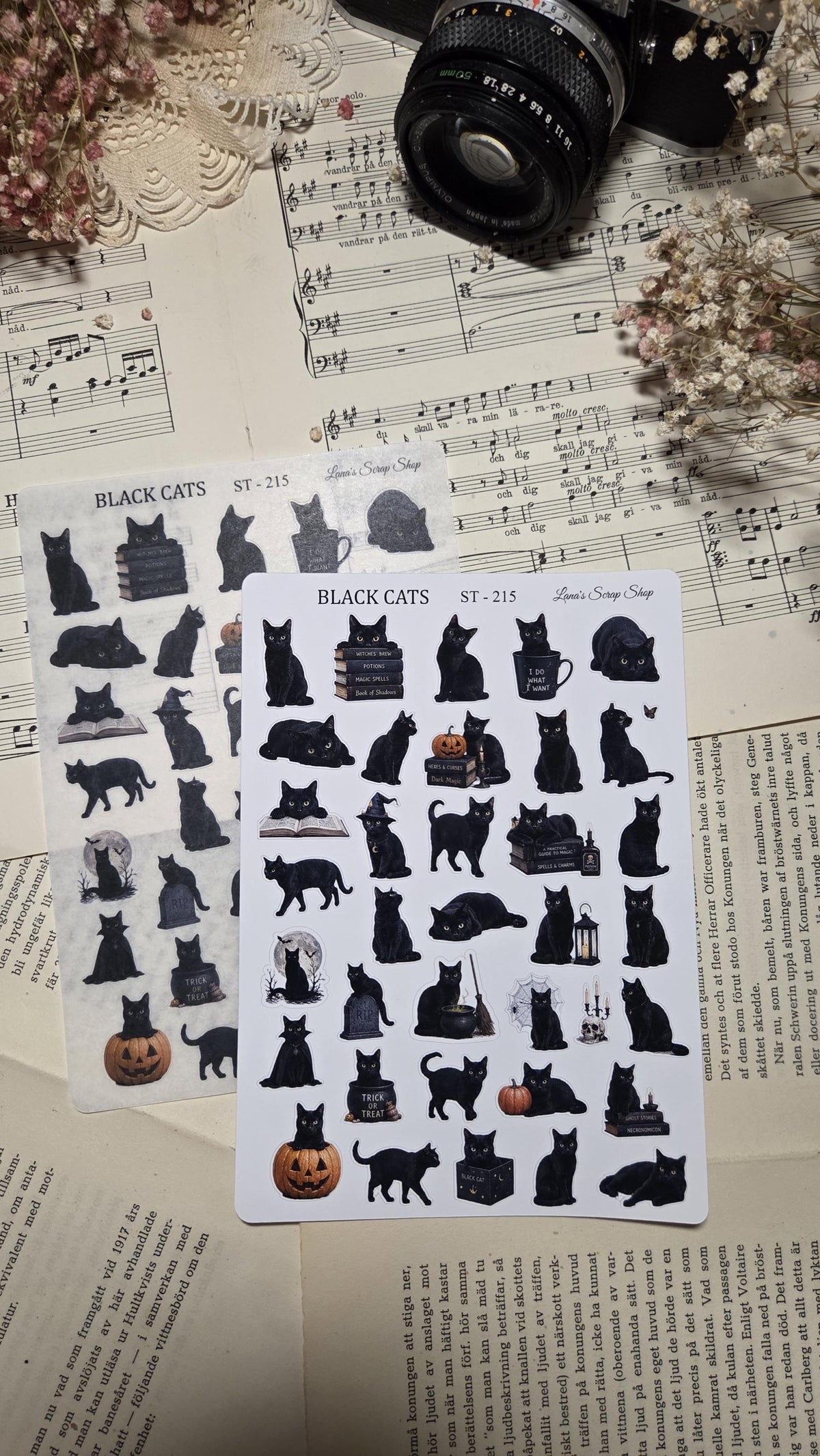 BLACK CATS, ST 215, ~ A5, Stickers Sheet | Scrapbooking & Journaling