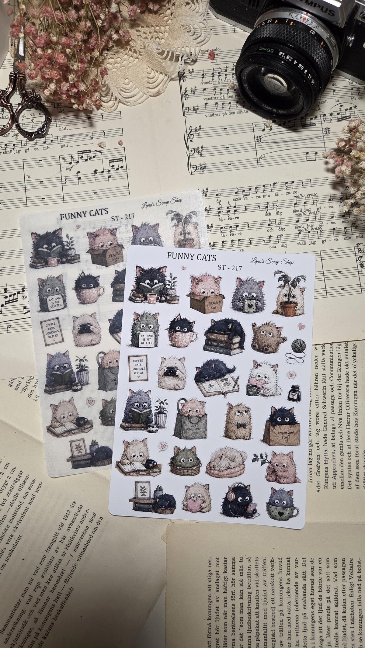 FUNNY CATS, ST 217, ~ A5, Stickers Sheet | Scrapbooking & Journaling