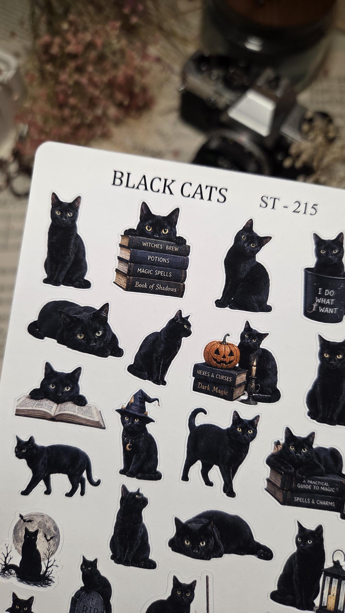 BLACK CATS, ST 215, ~ A5, Stickers Sheet | Scrapbooking & Journaling