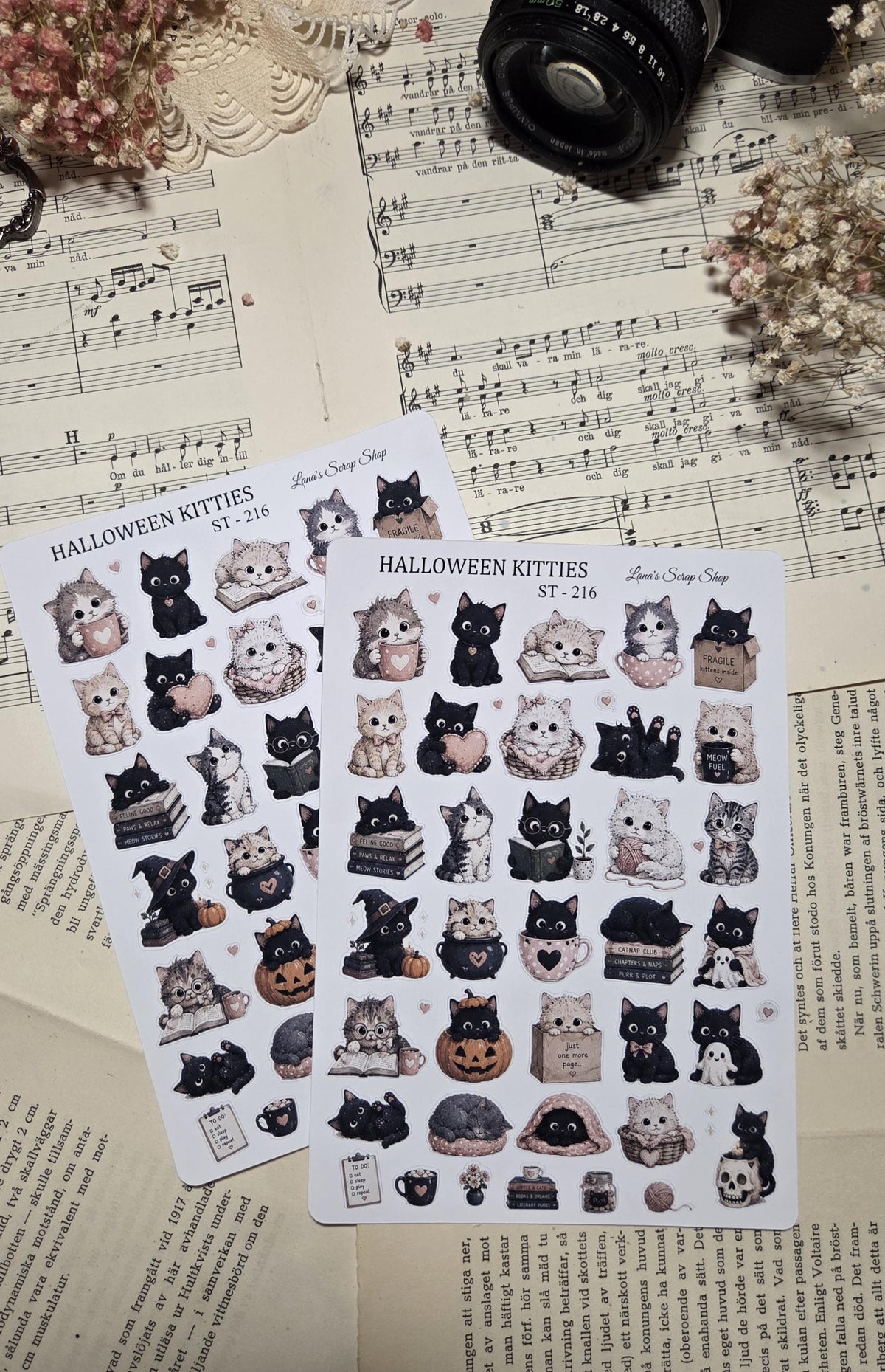 HALLOWEEN KITTIES, ST 216, ~ A5, Stickers Sheet | Scrapbooking & Journaling