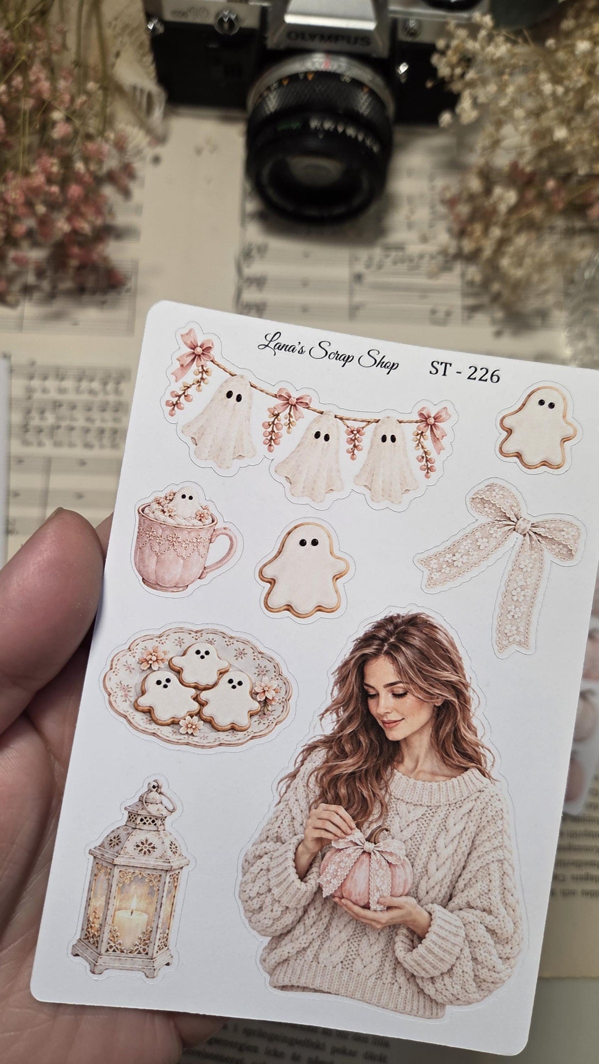 Pink Halloween Sticker Sheets Set | Coquette Pumpkin Stickers, Pastel Fall Journaling, Scrapbooking & Planner Stickers