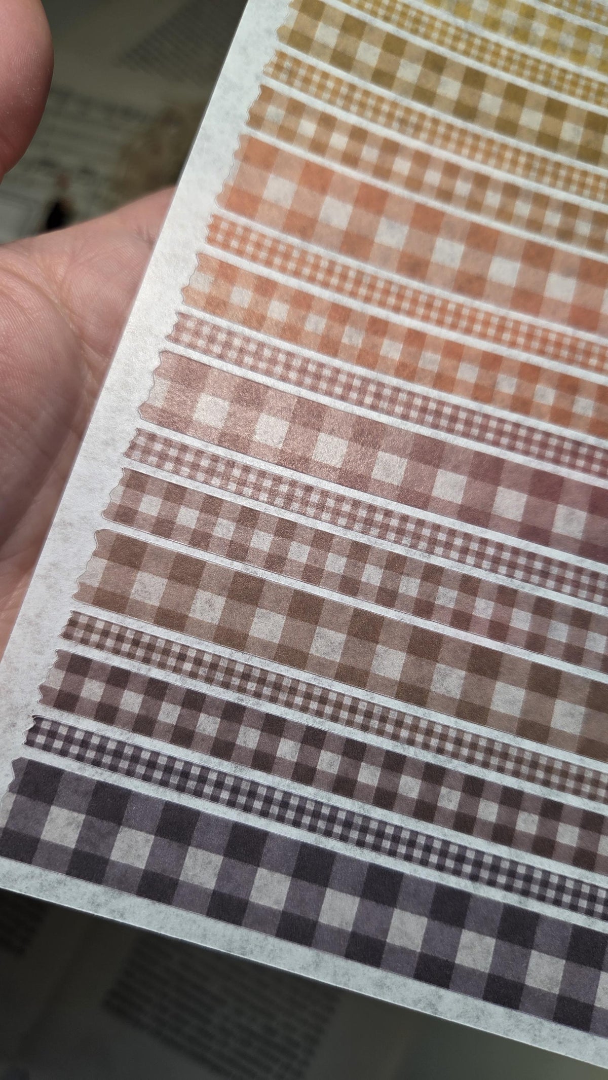 GINGHAM STRIPES, ~ A5, Stickers Sheet | Autumn Orange Brown or Muted Olive Green, Journal and Scrapbook Decoration