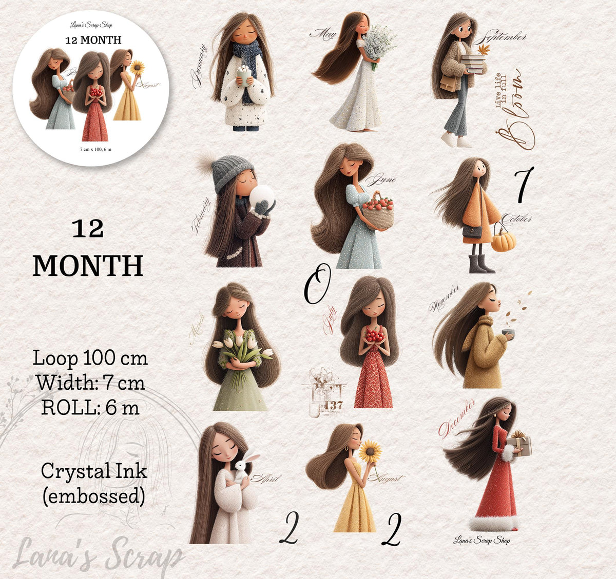 12 month - PET Tape | Scrapbooking & Journaling